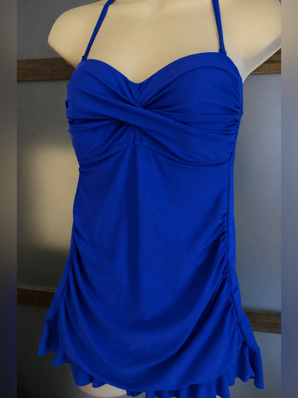 ABS Allen Schwartz Royal Blue Swimdress with Ruching